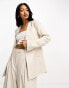 Фото #1 товара River Island collarless slim blazer 3 piece co-ord in cream