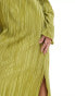 Pieces plisse maxi dress with side splits in green