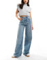 Фото #1 товара ASOS DESIGN wide leg jean with pleat detail in lightwash