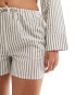 Kaiia cotton linen look high waisted shorts co-ord in cream stripe Cremeweiß/Blau, 36 - фото #4