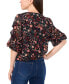 ფოტო #4 პროდუქტის Petite V-Neck Floral-Print 3/4-Sleeve Top