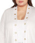 ფოტო #4 პროდუქტის Plus Size Grommet Detail Cropped Knit Cardigan Sweater