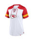 Women's White/Red Kansas City Chiefs Foiled Primary Lace-Up T-Shirt Красно-белый, XL - фото #2