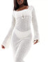 Фото #3 товара Aria Cove wide sleeve maxi crochet beach dress in white