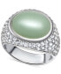 ფოტო #1 პროდუქტის Green Jade (10x14mm) & Zircon (1/2 ct. t.w.) Ring in Sterling Silver