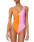 Solid & Striped 299565 The Lucia Color Blocked Ruched One Piece Swimsuit S