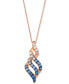 Фото #1 товара Le Vian denim Ombré (3/4 ct. t.w.) & White Sapphire (1/8 ct. t.w.) Spiral 20" Pendant Necklace in 14k Rose Gold