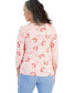 Фото #2 товара Petite Pottery Floral 3/4-Sleeve Pima Knit Top, Created for Macy's