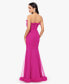 Фото #2 товара Juniors' Ruffled Ruched Strapless Mesh Gown