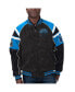 ფოტო #1 პროდუქტის Men's Black Carolina Panthers Faux Suede Raglan Full-Zip Varsity Jacket