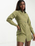 In The Style wrap detail mini shirt dress in khaki