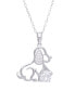 Фото #1 товара Macy's cubic Zirconia Dog Pendant 18" Necklace in Silver Plate