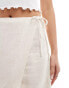 Фото #3 товара Object linen touch mini wrap skirt in cream