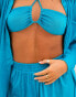 South Beach X Miss Molly metallic beach shirt in sky blue BLAU, 36 - фото #4