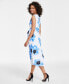 Women's Petite Floral Print Sleeveless Midi Dress