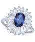 ფოტო #1 პროდუქტის Cubic Zirconia Tapered Flower Oval & Baguette Ring (5-3/8 ct. t.w.) in Sterling Silver (Also Available in Orange, Blue, and Light Blue)