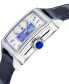 Women's Padova Gemstone Swiss Quartz Diamond Accent Blue Hand Made Italian Leather Strap Watch 27mm x 30mm