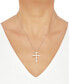 ფოტო #2 პროდუქტის Cultured Freshwater Pearl (4mm) Cross 18" Pendant Necklace in Sterling Silver