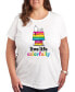 ფოტო #1 პროდუქტის Trendy Plus Size Peanuts Snoopy Live Life Colorfully Pride Graphic T-shirt
