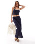 Фото #1 товара Stradivarius STR midi skirt with embroidery detail co-rd in navy