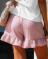 ფოტო #2 პროდუქტის Women's Pink Wide Leg Ruffle Cuff Shorts