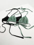 Фото #6 товара Weekday Cala triangle bikini 2 pack in black & khaki grey exclusive to ASOS