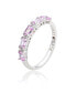 ფოტო #1 პროდუქტის Pink Sapphire & Lab-Grown White Sapphire 5 Stone Emerald Cut Thin Half Band Ring in Sterling Silver by Suzy Levian