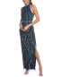 Фото #1 товара Aidan Mattox Fully Beaded Gown Women's Blue 2