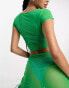 Candypants short sleeve ruched side crop top co-ord in green