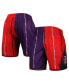 Men's Purple, Red Toronto Raptors Hardwood Classics 1998 Split Swingman Shorts