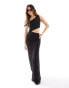 ASOS DESIGN one shoulder twist cut out maxi dress in black