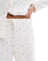 Loungeable oversized jersey long sleeve shirt and trouser pyjama set in floral print