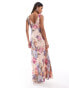 River Island cowl neck floral maxi dress in light pink