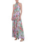 Фото #3 товара Women's Floral-Print Ruffled Halter Maxi Dress