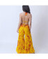 Women's Tie Dye Sharara Set with Embellished Crop Top and Jacket Yellow|orange, XLARGE - фото #3