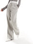 4th & Reckless Petite exclusive tailored boxer waist detail wide leg trousers in grey 34 - фото #7