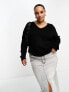 Фото #1 товара Only Curve v neck jumper in black