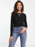 Фото #2 товара New Look open back long sleeved ribbed top in black