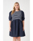 Фото #2 товара Plus Size High Low Knit Combo Dress