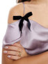 Miss Selfridge satin cowl bow detail mini dress in violet Сиреневый, 38 - фото #3