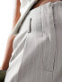 Vero Moda tailored high waisted relaxed straight leg trousers with belt loop detail in grey pinstripe