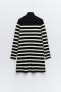 Striped knit mock turtleneck dress