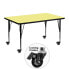Фото #1 товара Mobile 30''W X 48''L Rectangular Yellow Thermal Laminate Activity Table - Height Adjustable Short Legs