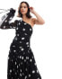 ASOS DESIGN one shoulder long balloon sleeve maxi dress in spot