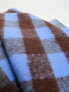 Glamorous blanket scarf in blue and brown checkerboard