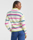 Фото #2 товара Women's Cashmere Striped Half-Zip Sweater, Created for Macy's