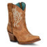 Corral Boots Ld Golden Embroidery Ankle Snip Toe Cowboy Booties Womens Brown Cas