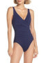 Фото #1 товара Tommy Bahama Women's 185129 Pearl Wrap-Front One-Piece Swimsuits Size 12