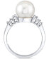 ფოტო #3 პროდუქტის Cultured Freshwater Pearl (9mm) & Diamond (1/8 ct. t.w.) Ring in 14k White Gold