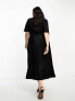 Фото #5 товара ASOS DESIGN short sleeve pleat swing mini dress in black